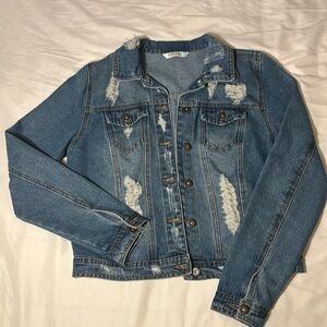 Highway Jeans Denim Distressed Jean Jacket size Medium